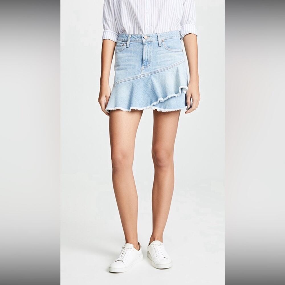 Alice + Olivia Mini Flounce Denim Ruffle Skirt NWT Size 28